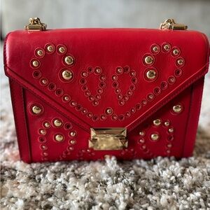 MICHAEL Michael Kors Red Crossbody Bag with Gold Studs